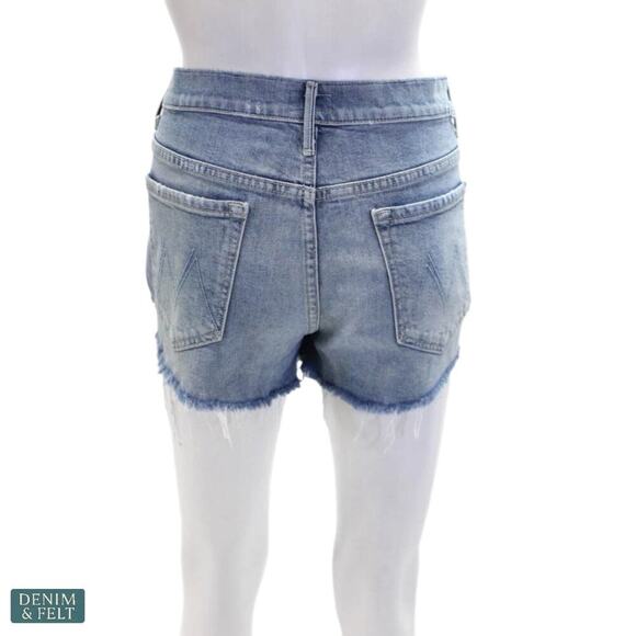 Mother The Skipper Frayed Raw Hem Denim Shorts Leap At The Chance Blue 30 - Picture 7 of 16